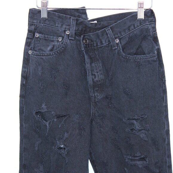 Agolde Criss Cross High Rise Straight Black Destroyed Size 25 - Picture 3 of 8